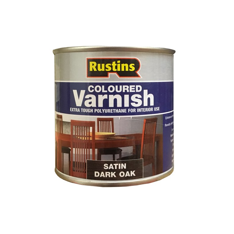 Rustins Polyurethane Varnish Satin Dark Oak 250ml