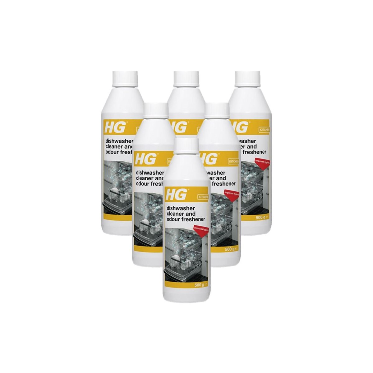 6 x HG Dishwasher Cleaner and Odour Freshener 500g