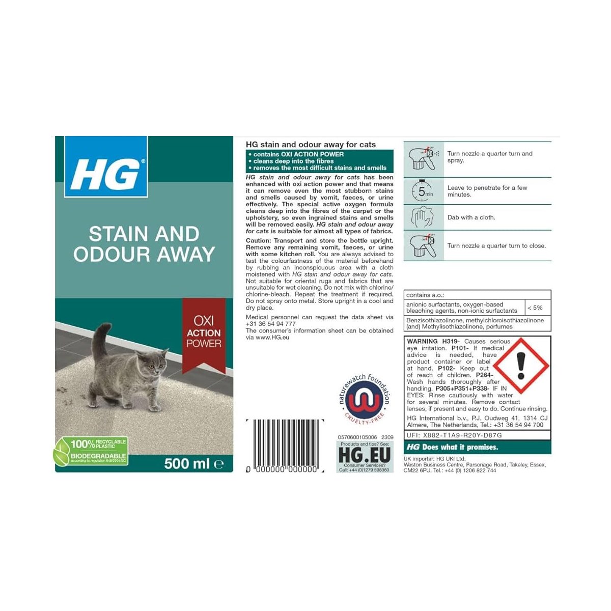 HG Stain and Odour Remover Spray for Cats