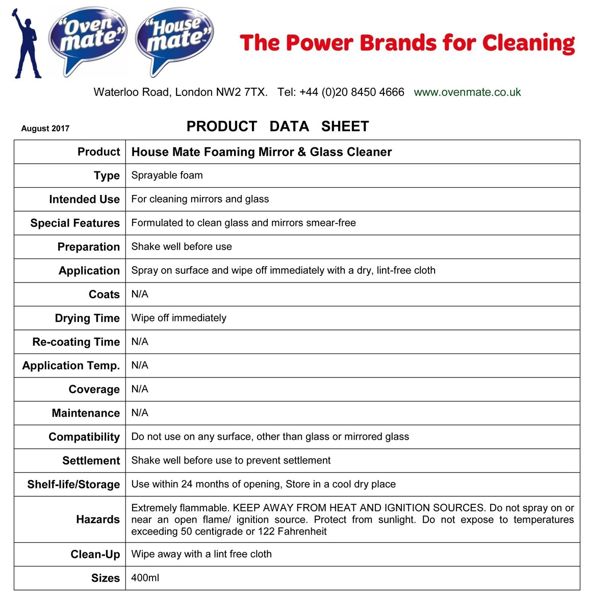 House mate Mirror and Glass Cleaner Usage Instructions