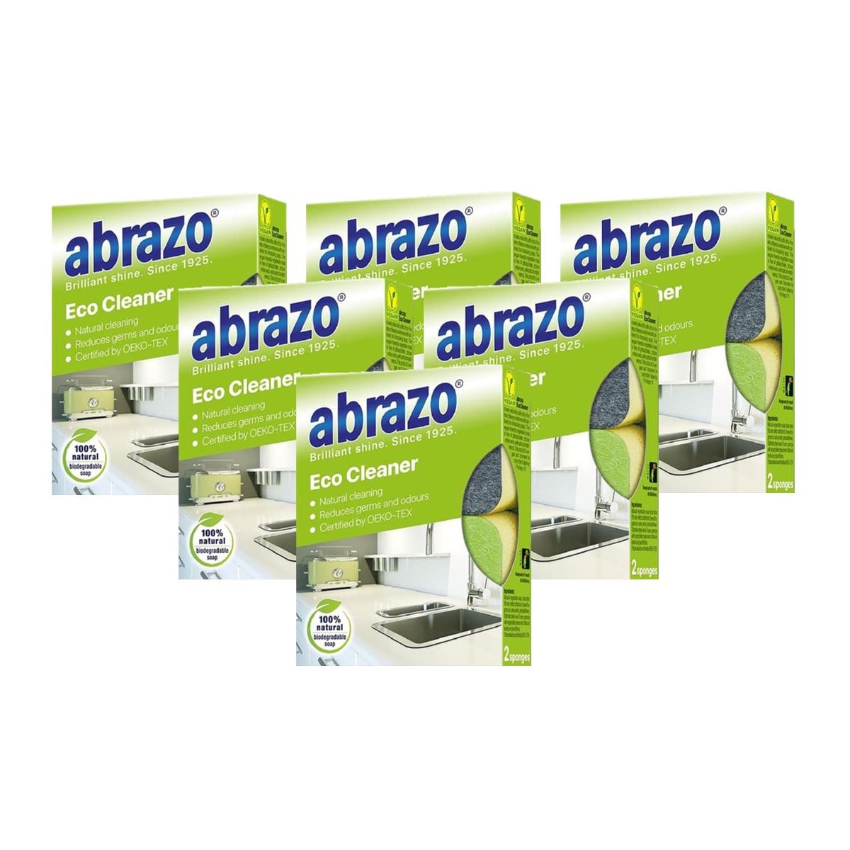 Case of 6 x Abrazo Eco Cleaner 2 Sponges