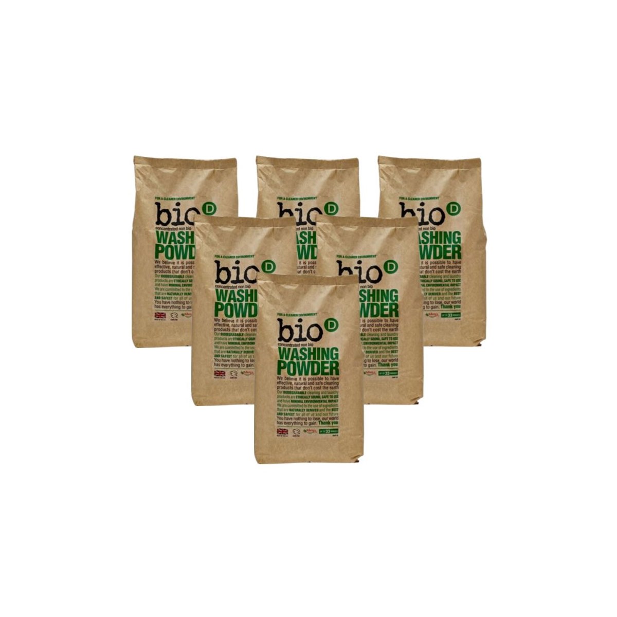 Case of 6 x Bio D Concentrated Non Bio Washing Powder 2Kg