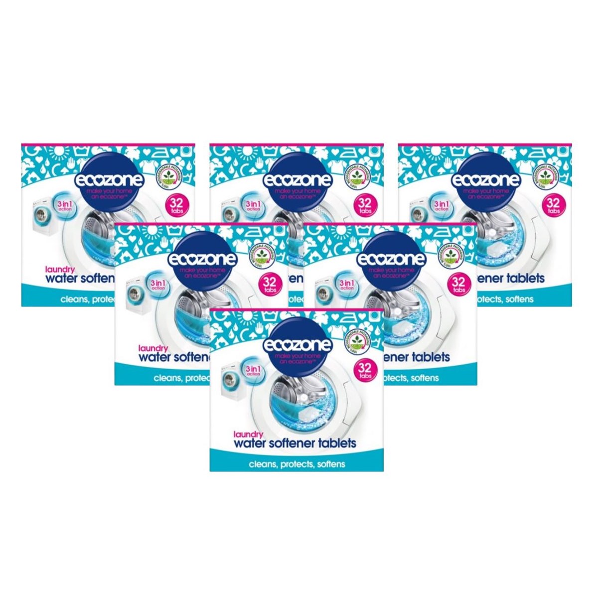 Case of 6 x Ecozone Laundry Water Softener Tablets Pack of 32