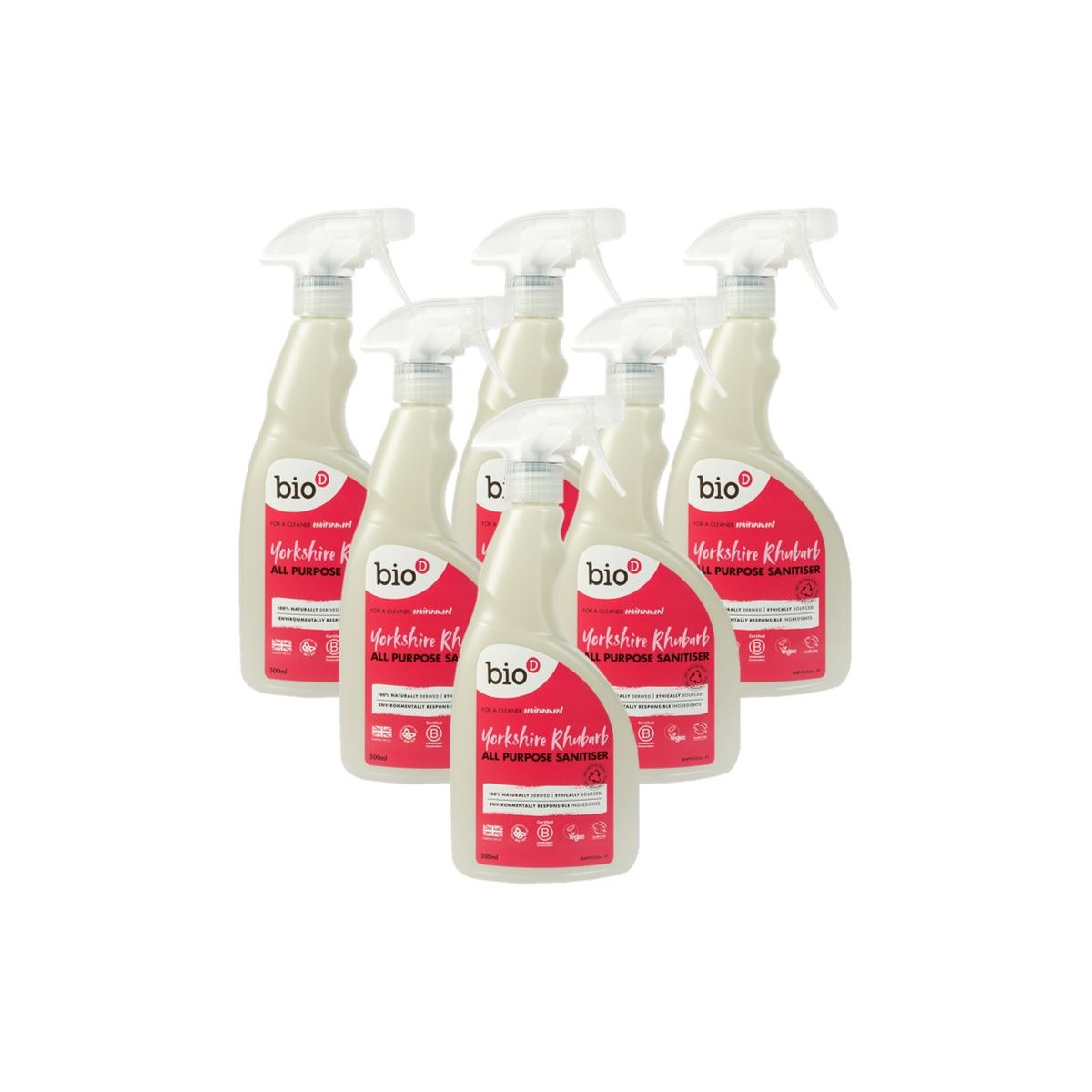 Case of 6 x Bio-D Yorkshire Rhubarb All Purpose Sanitiser 500ml