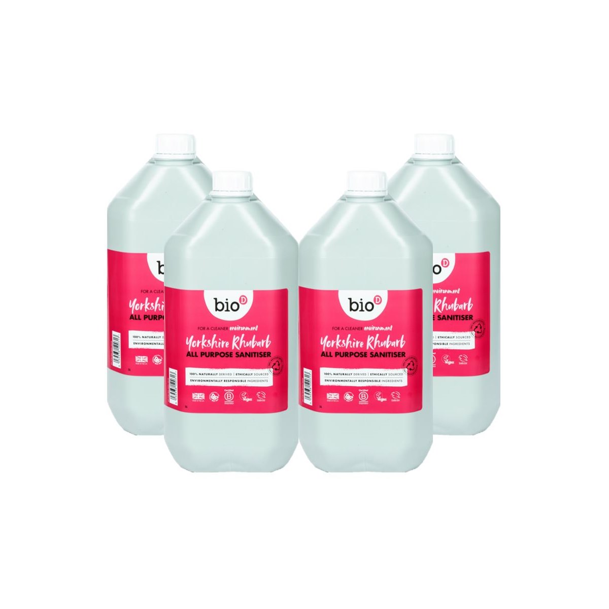 4 x Bio-D Yorkshire Rhubarb All Purpose Sanitiser Refill 5L