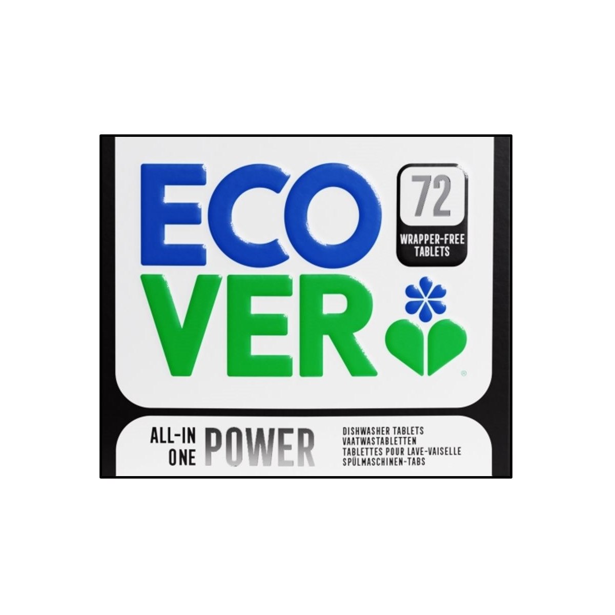 72 Ecover All in one powder wrapper free tablets