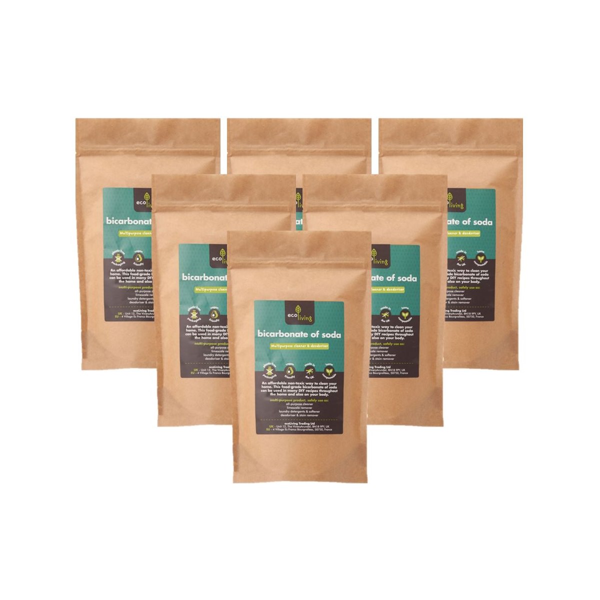 Case of 6 x Eco Living Bicarbonate of Soda 750g