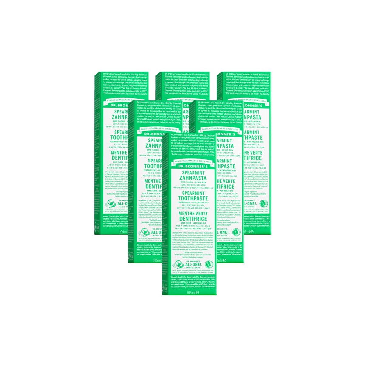 Case of 6 x Dr Bronners Spearmint Toothpaste 105ml