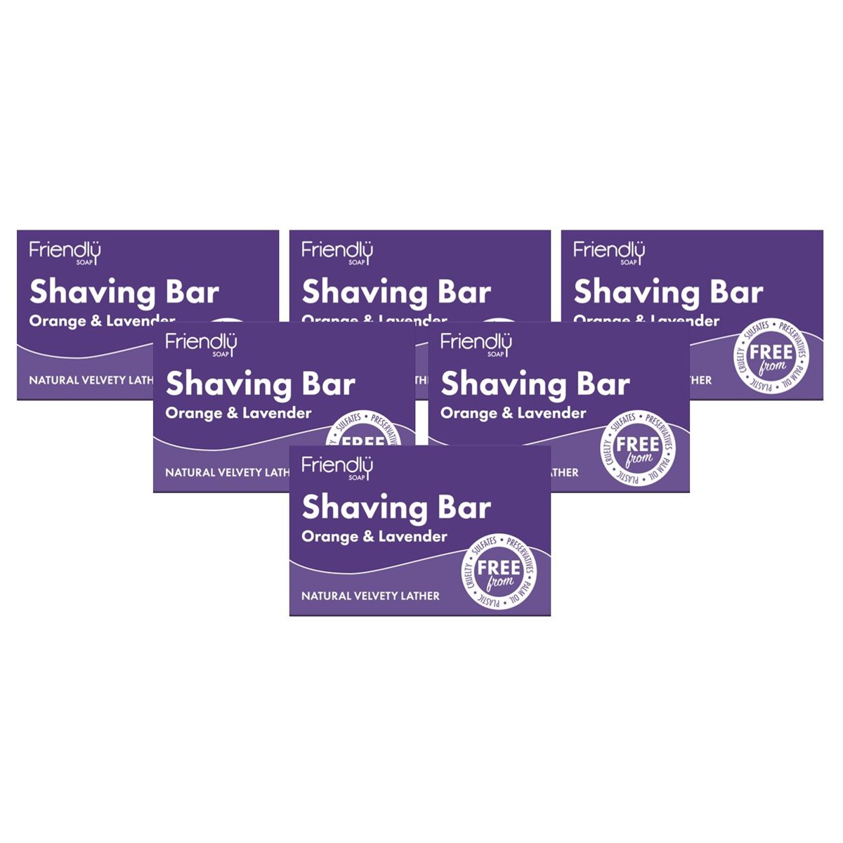 Case of 6 x Friendly Soap Shaving Bar Orange and Lavender - 95g