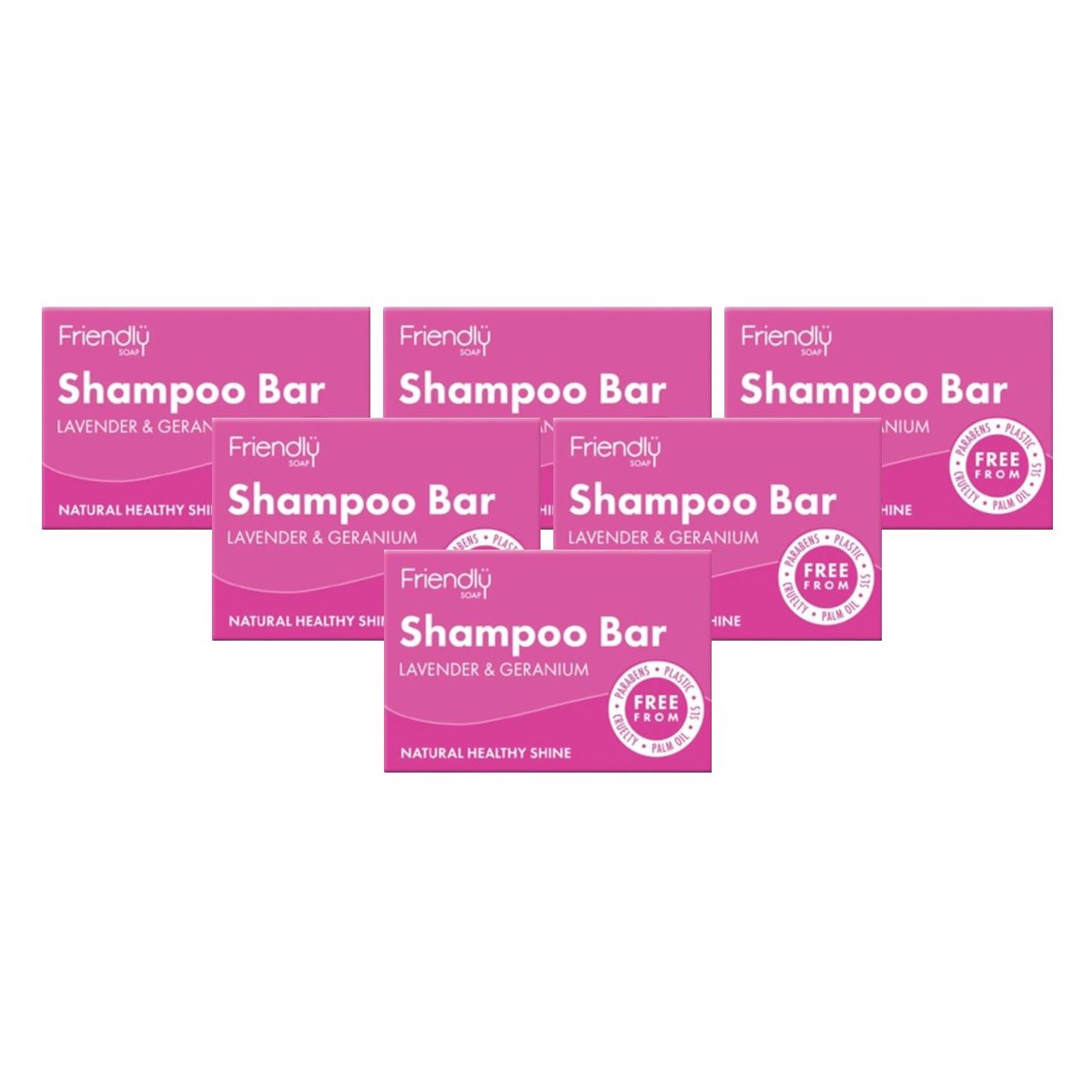 Case of 6 x Friendly Soap Shampoo Bar - Lavender and Geranium 95g