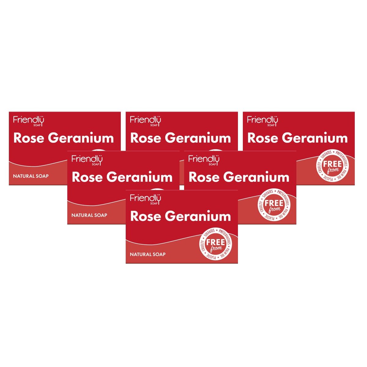 Case of 6 x Friendly Soap Rose Geranium - Natural Soap 95g