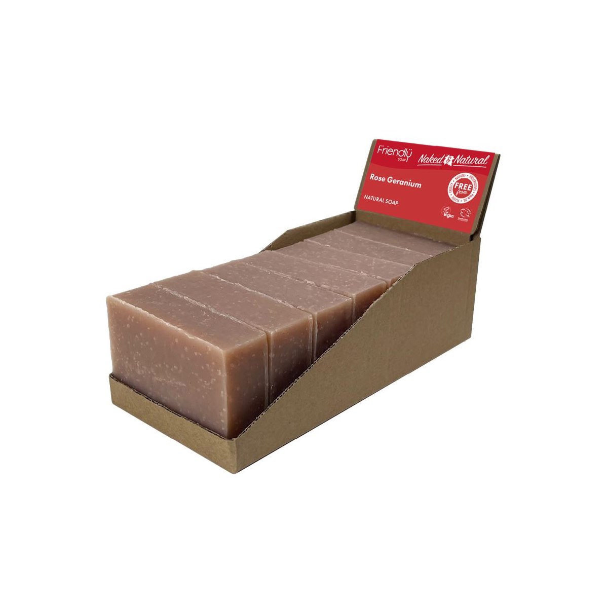 Case of 7 x Friendly Soap Rose and Geranium Naked Bar