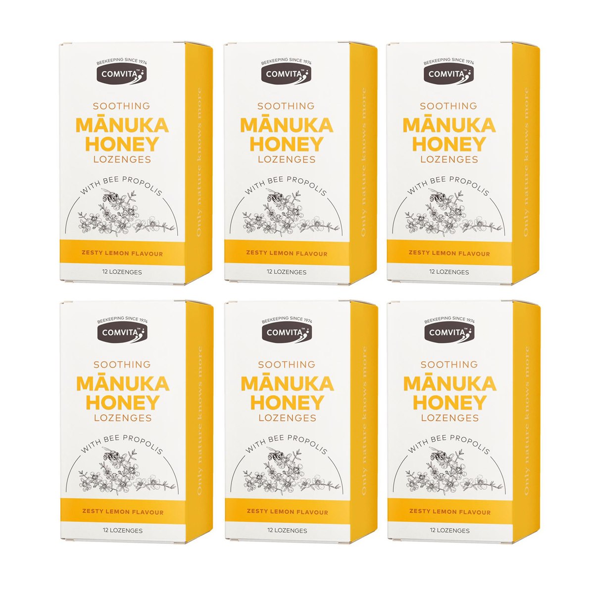 Case of 6 x Comvita Soothing Manuka Honey Lozenges with Bee Propolis 12 Pack 