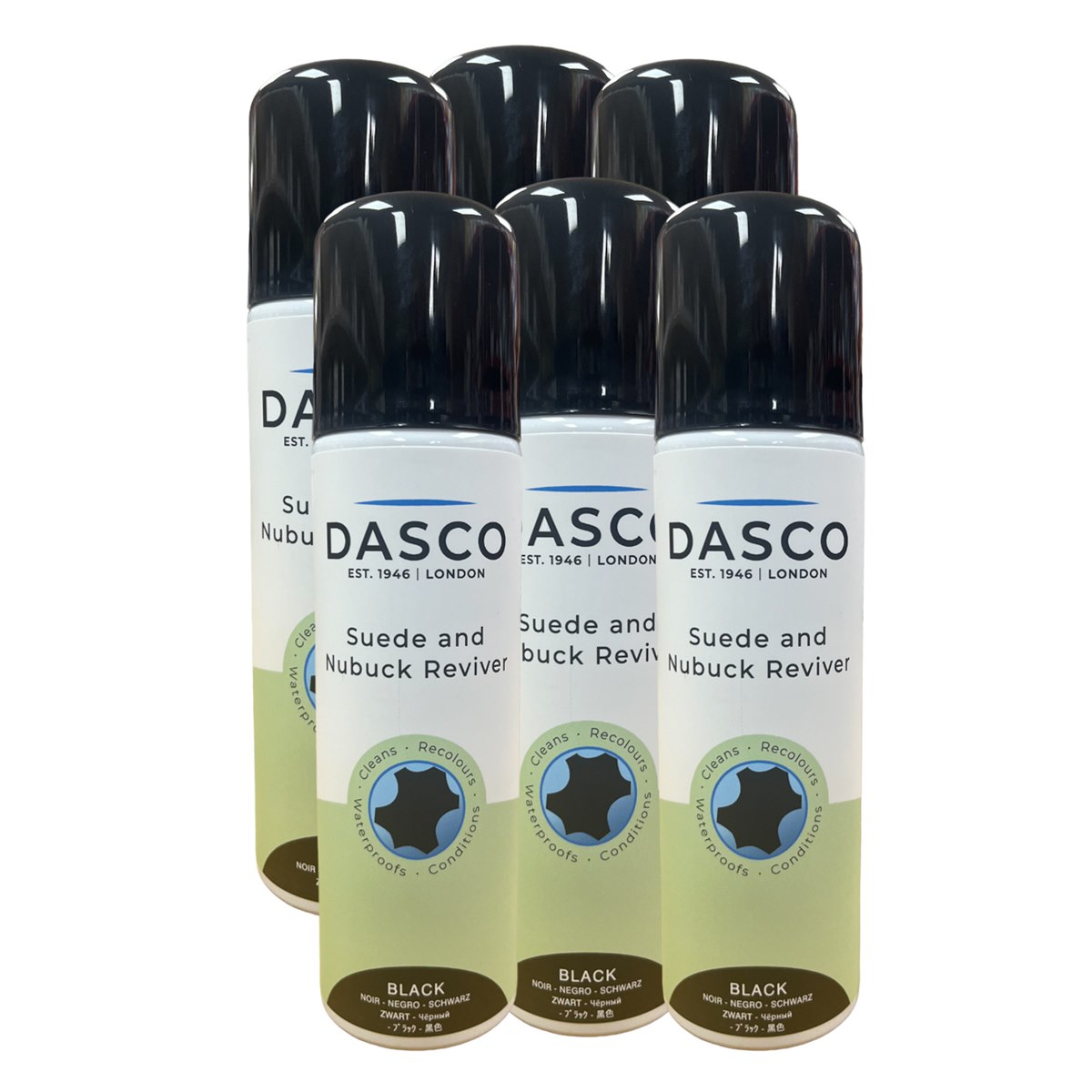 Case of 6 x Dasco Suede and Nubuck Reviver Spray Black 200ml
