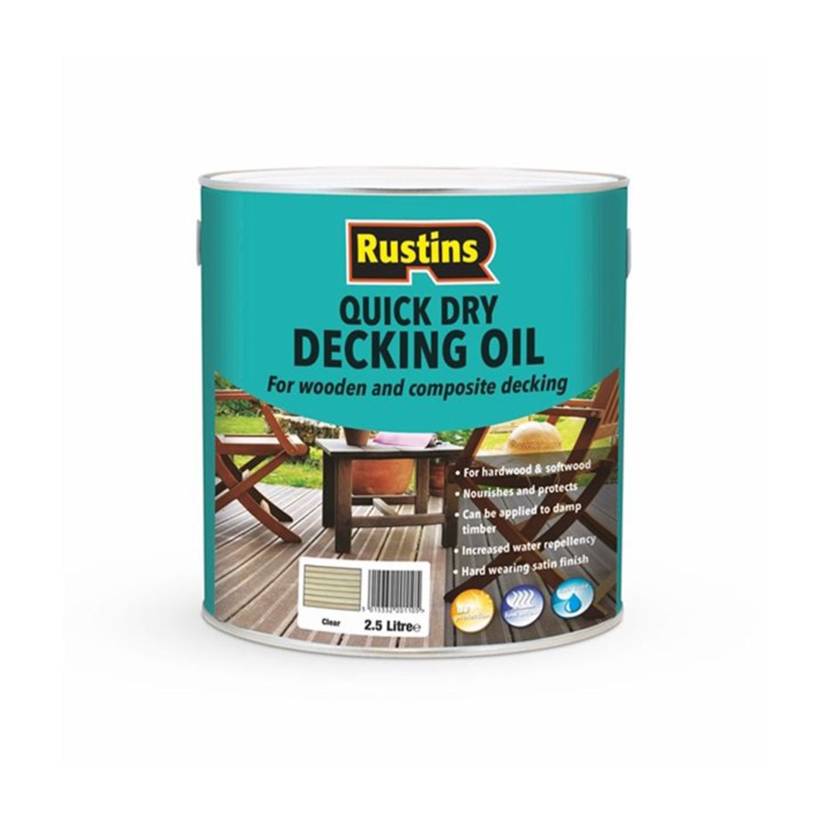 Rustins Quick Dry Decking Oil Clear 2.5 Litre