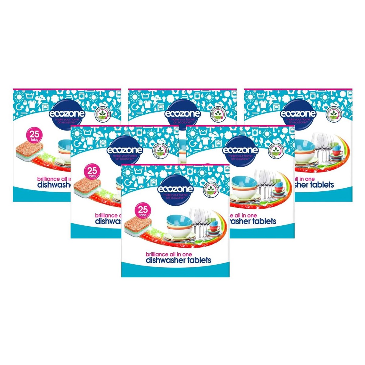 Case of 6 x Ecozone Brilliance All in 1 Dishwasher Tablets x 25