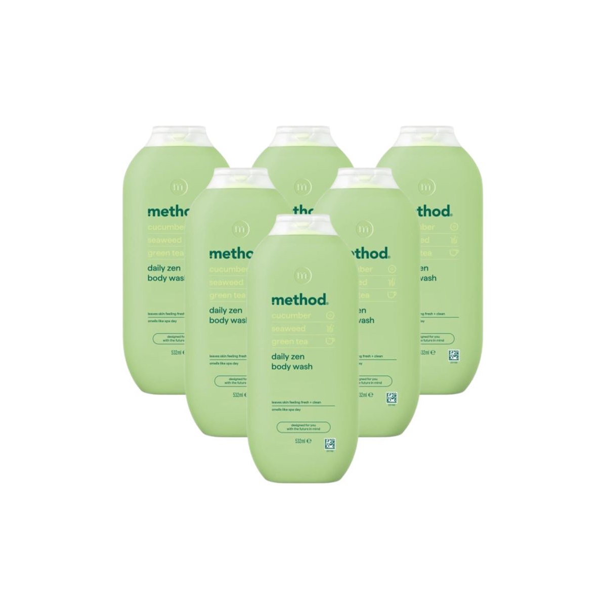 Case of 6 x Method Daily Zen Body Wash With Cucumber, Seaweed and Green Tea 532ml