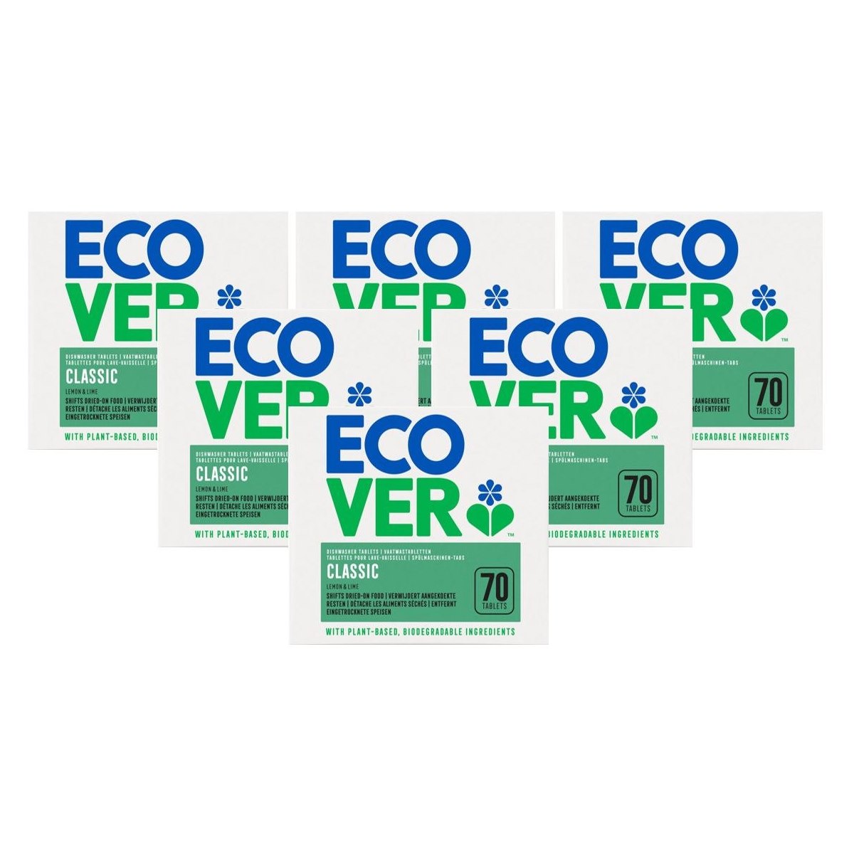 Case of 6 x Ecover Classic Dishwasher Tablets 1.4kg (70 Tablets)