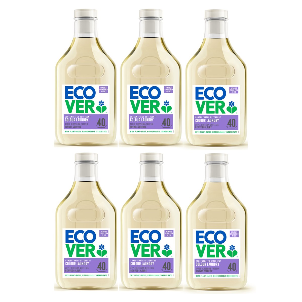 Case of 6 x Ecover Colour Laundry Concentrated Laundry Liquid Apple Blossom and Freesia 1.43 Litre