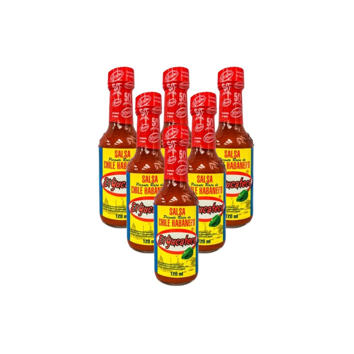 Case for 6 x El Yucateco Red Habanero Hot Sauce Salsa 120ml