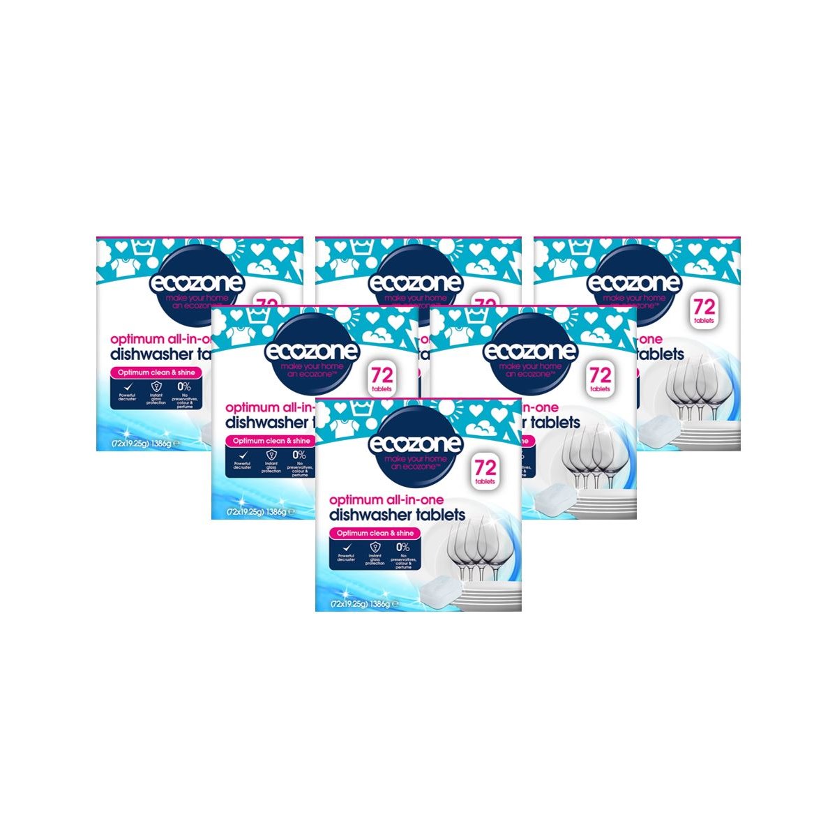 Case of 6 x Ecozone All in 1 Dishwasher Tablets 72 Pack