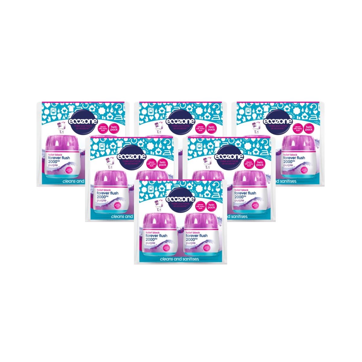 Case of 6 x Ecozone Forever Flush Twin Pack Purple