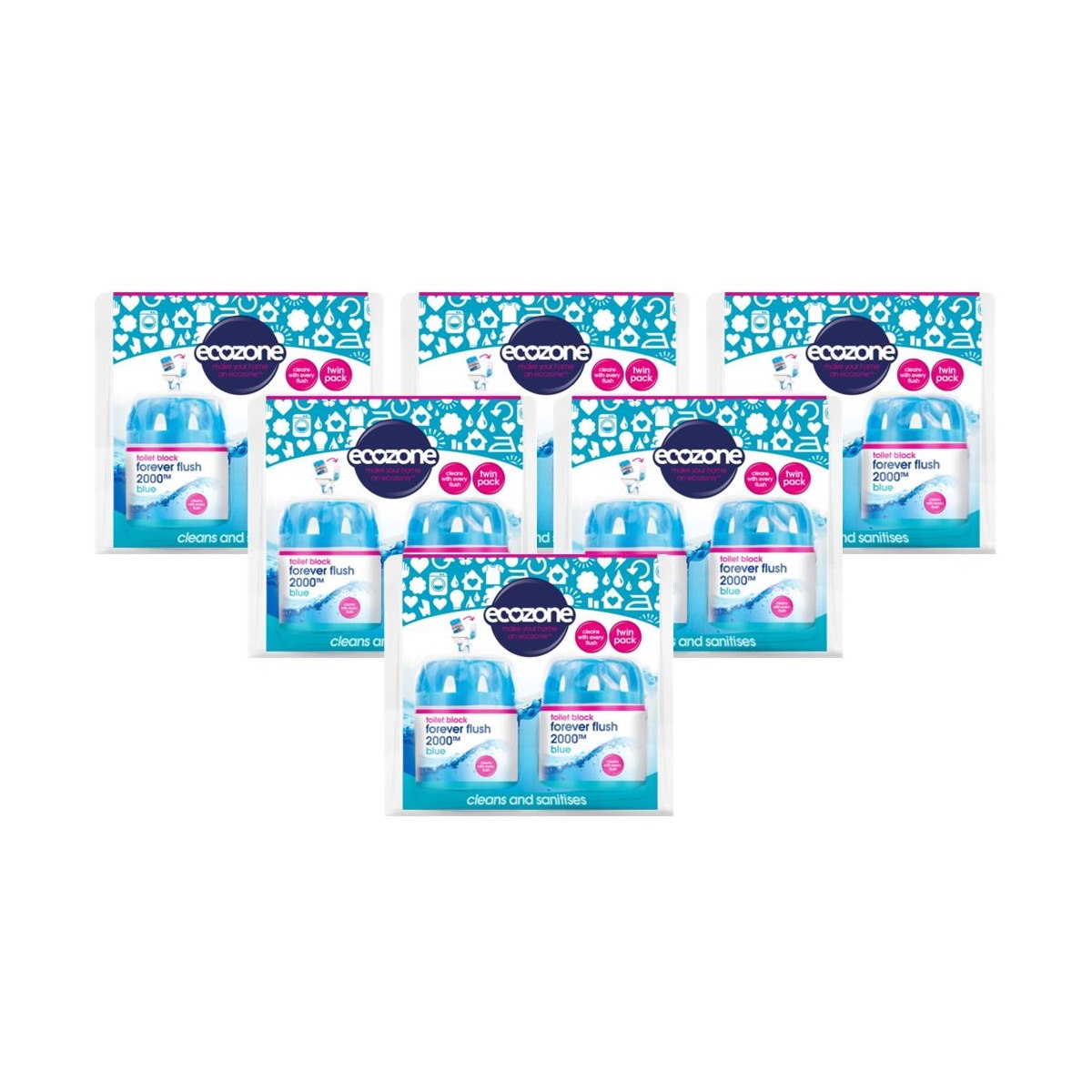 Case of 6 x Ecozone Forever Flush Twin Pack Blue