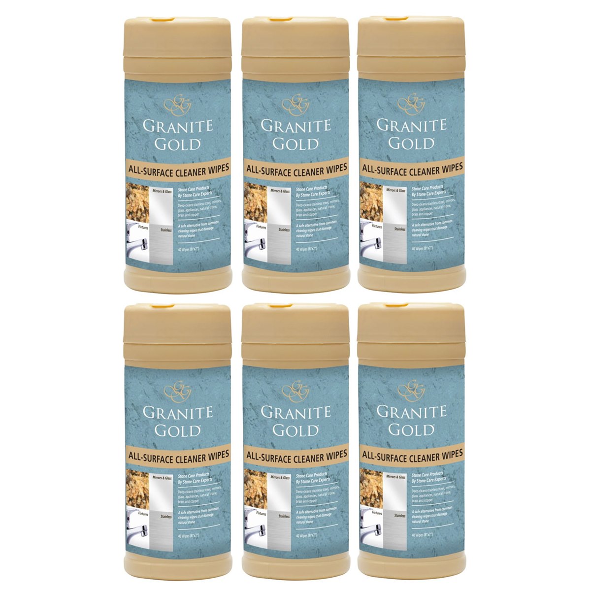 Case of 6 x Granite Gold All-Surface Cleaner Wipes Pack Of 40 Wipes