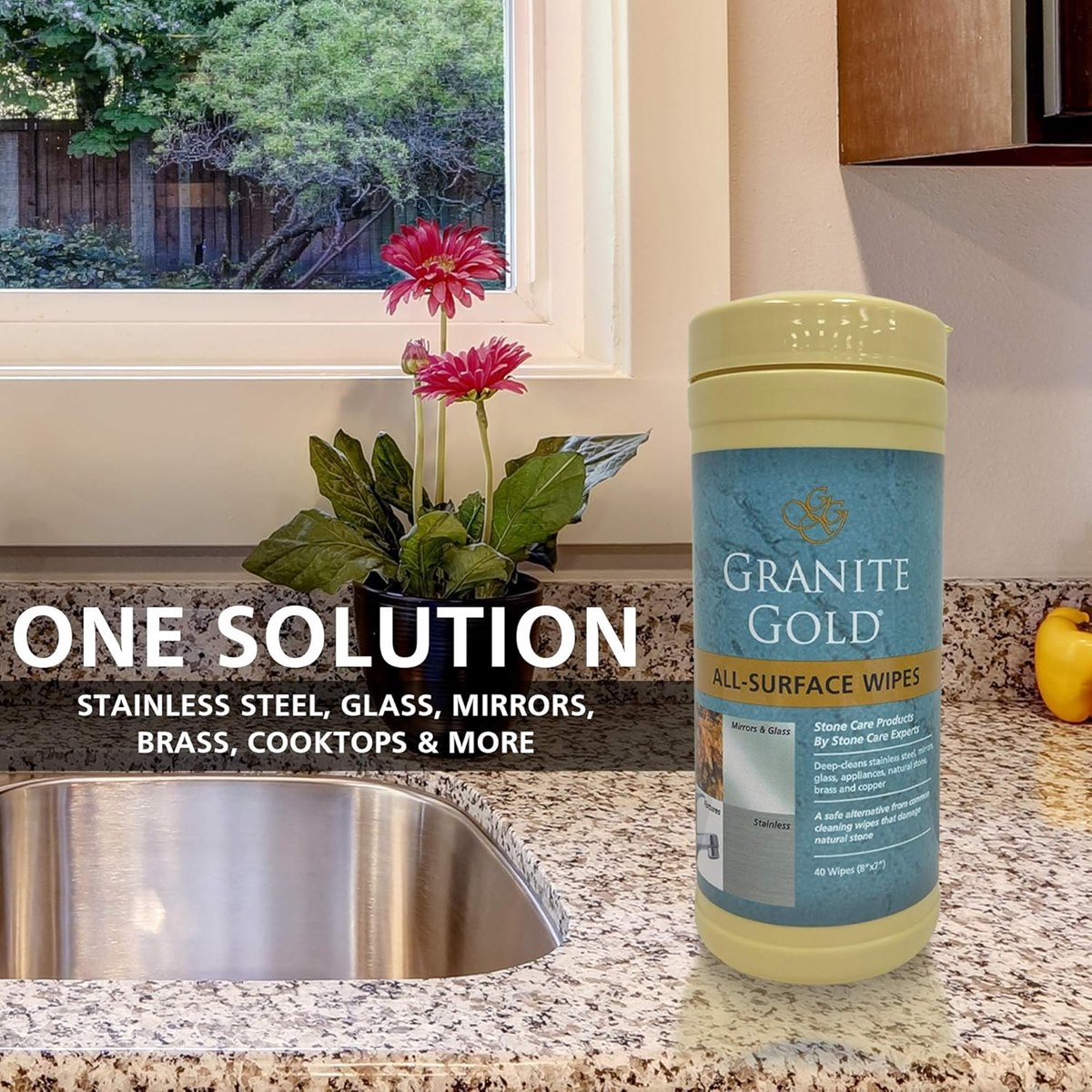 Cleaning wipe for glass stainless steel natural stone