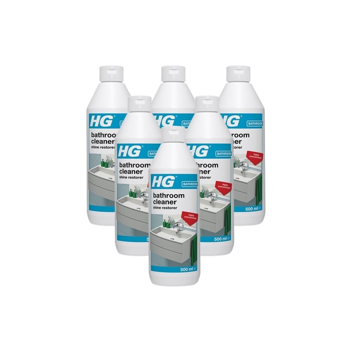 Case of 6 x HG Bathroom Cleaner Shine Restorer 500ml