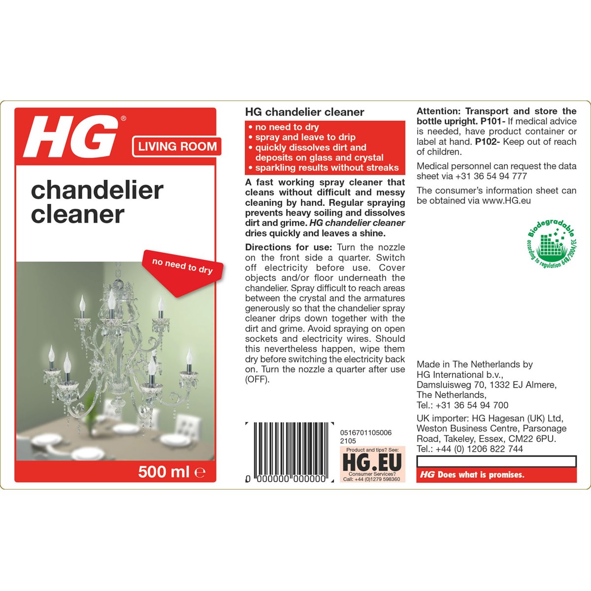 HG Chandelier Cleaner Spray Usage Instructions