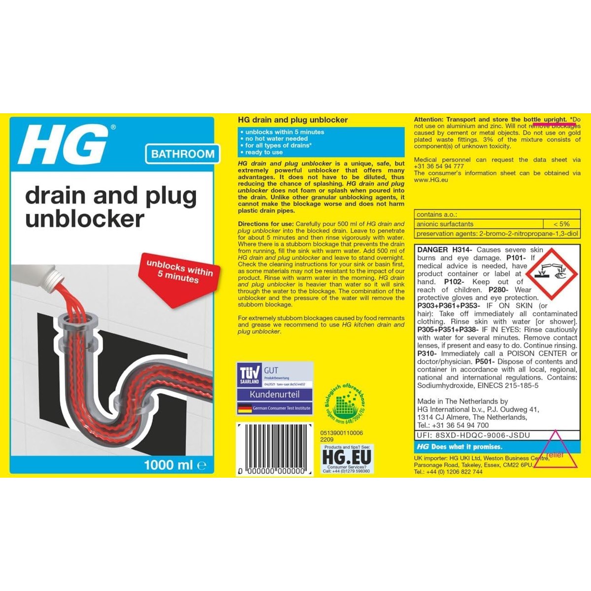 HG Drain and Plug Unblocker usage instructions