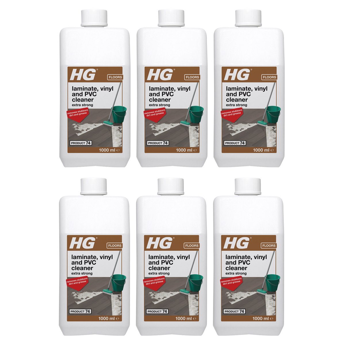 Case of 6 x HG Laminate Vinyl and PVC Cleaner Extra Strong Product 74 1 Litre