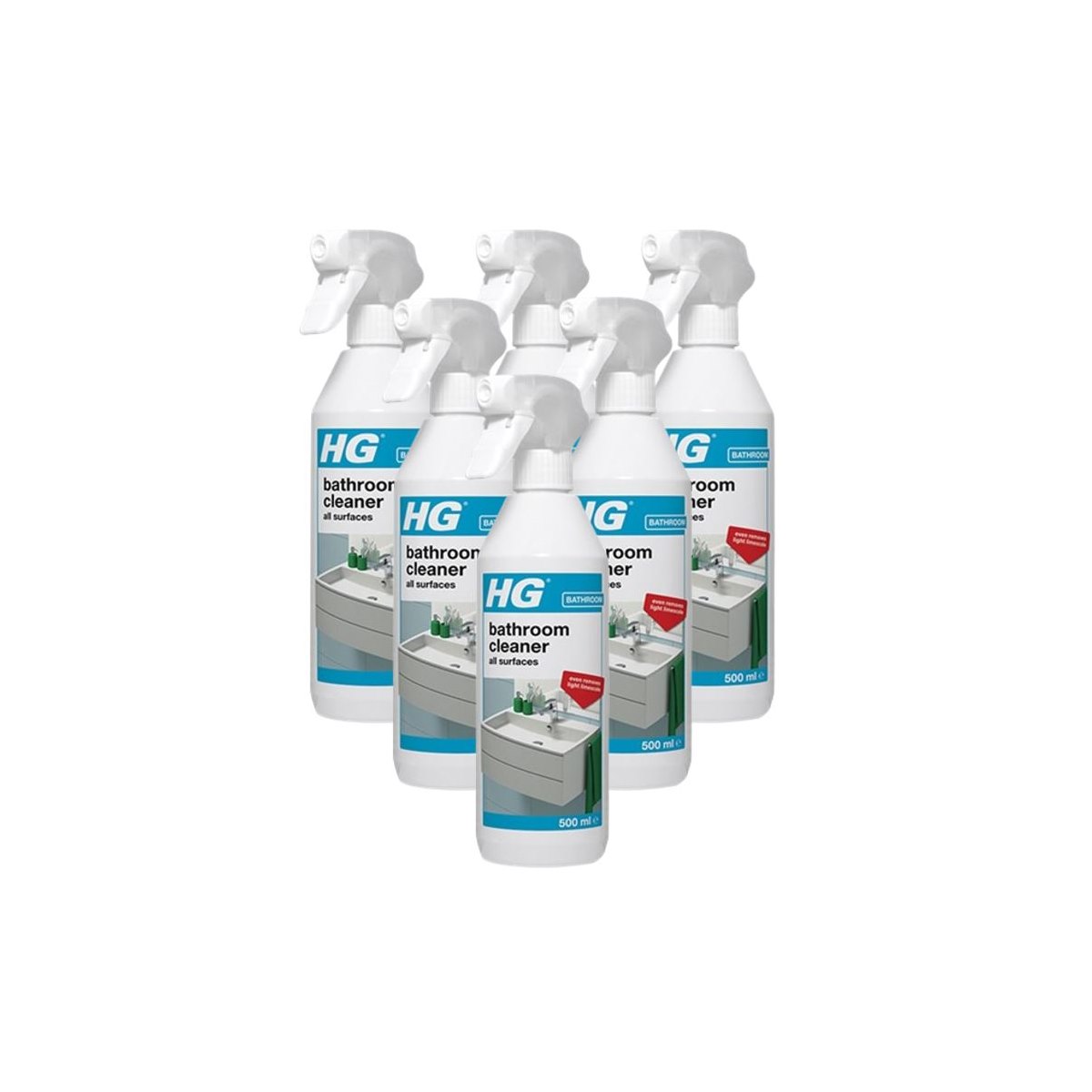 Case 6 x Hg Bathroom Cleaner All Surfaces 500ml