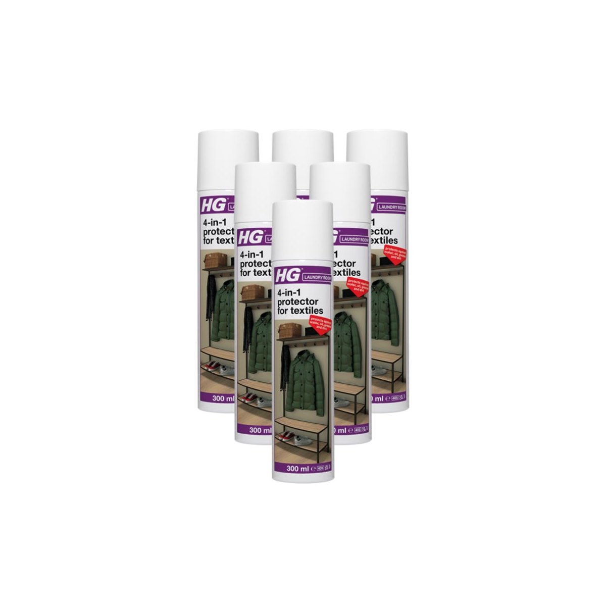 Case 6 x HG 4 in 1 Protector for Textiles Spray 300ml