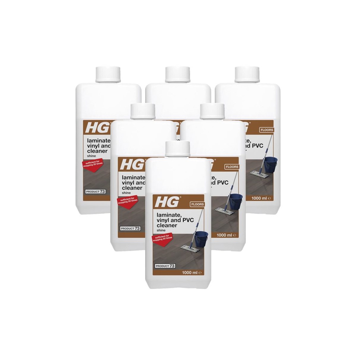 6 x HG Laminate, Vinyl and PVC Cleaner Shine 1 Litre Product 73