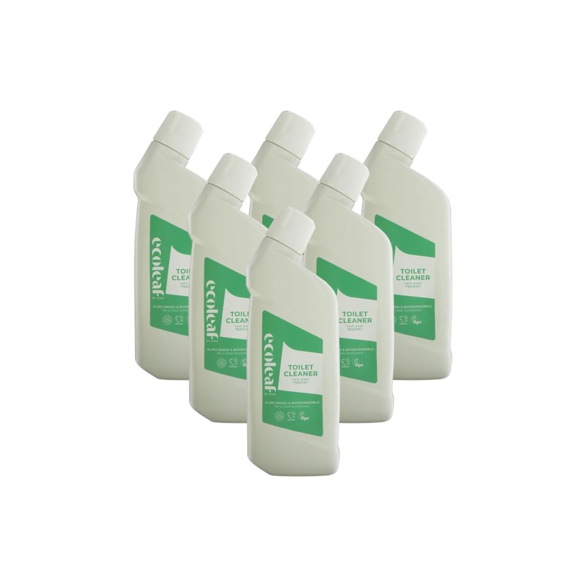 Case of 6 x Ecoleaf By Suma Toilet Cleaner - Fresh Green - 750ml