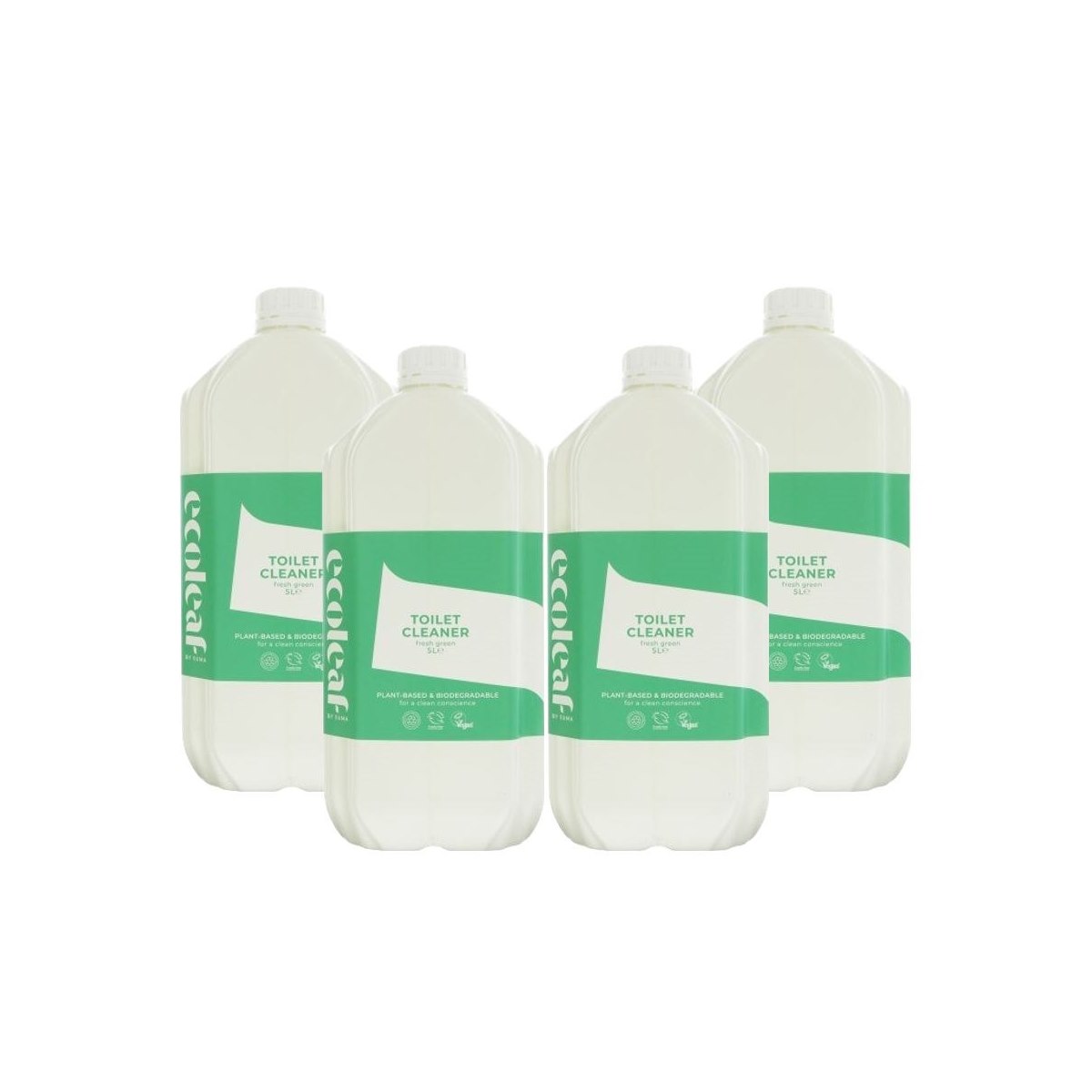 Case of 4 x Ecoleaf By Suma Toilet Cleaner - Fresh Green - 5l