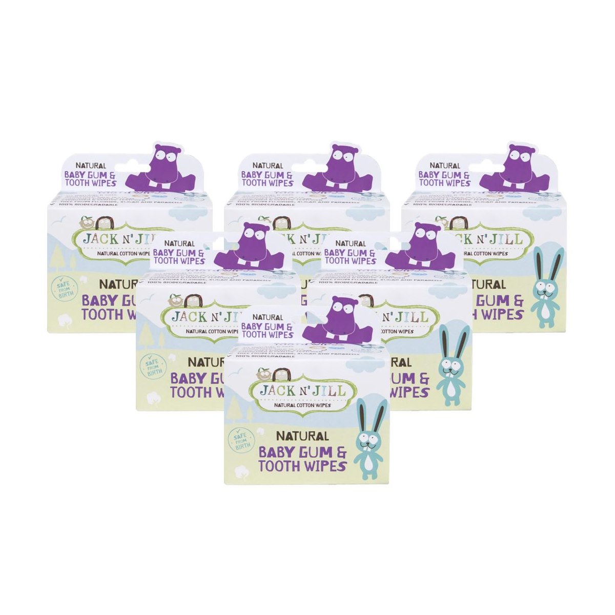 Case of 6 x Jack n Jill Natural Baby Gum and Tooth Wipes 25pk