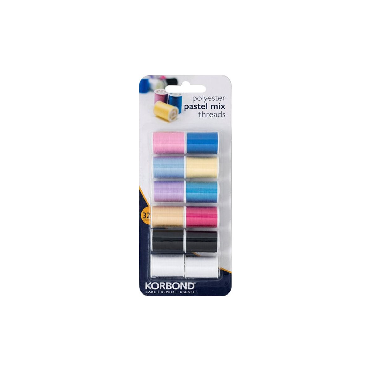 Korbond 12 Colour Pastel Mix Thread Selection