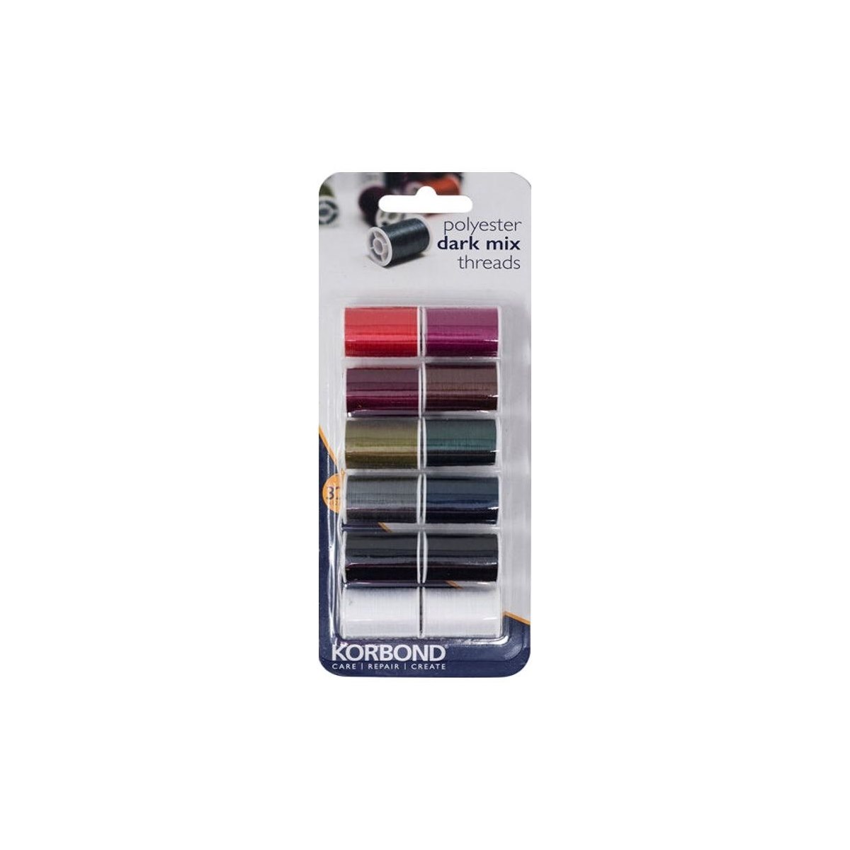 Korbond 12 Colour Dark Mix Thread Selection