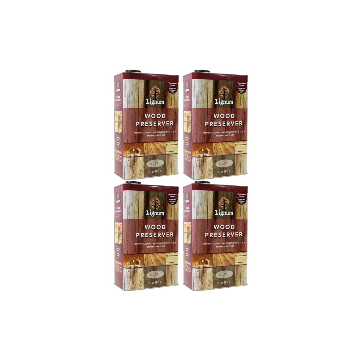 Case of 4 x Lignum Wood Preserver Clear 5L