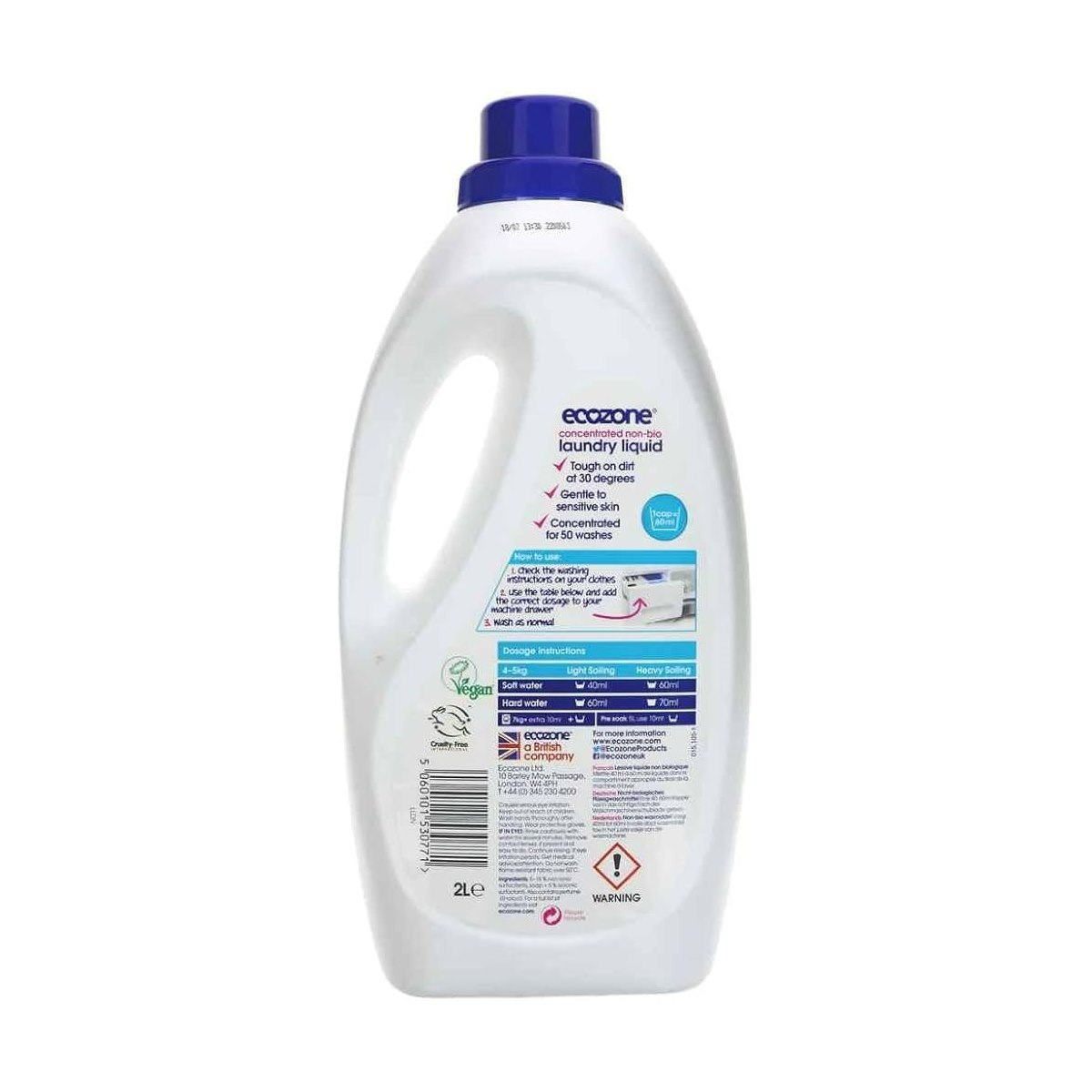 Ecozone Concentrated Non-Bio Laundry Liquid instructions