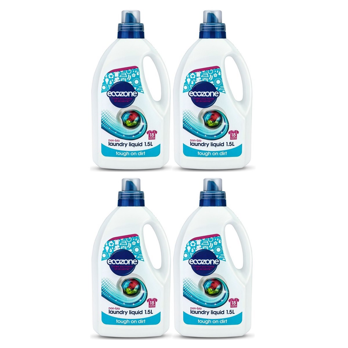 Case of 4 x Ecozone Non-Bio Laundry Liquid 1.5 Litres 18 Washes