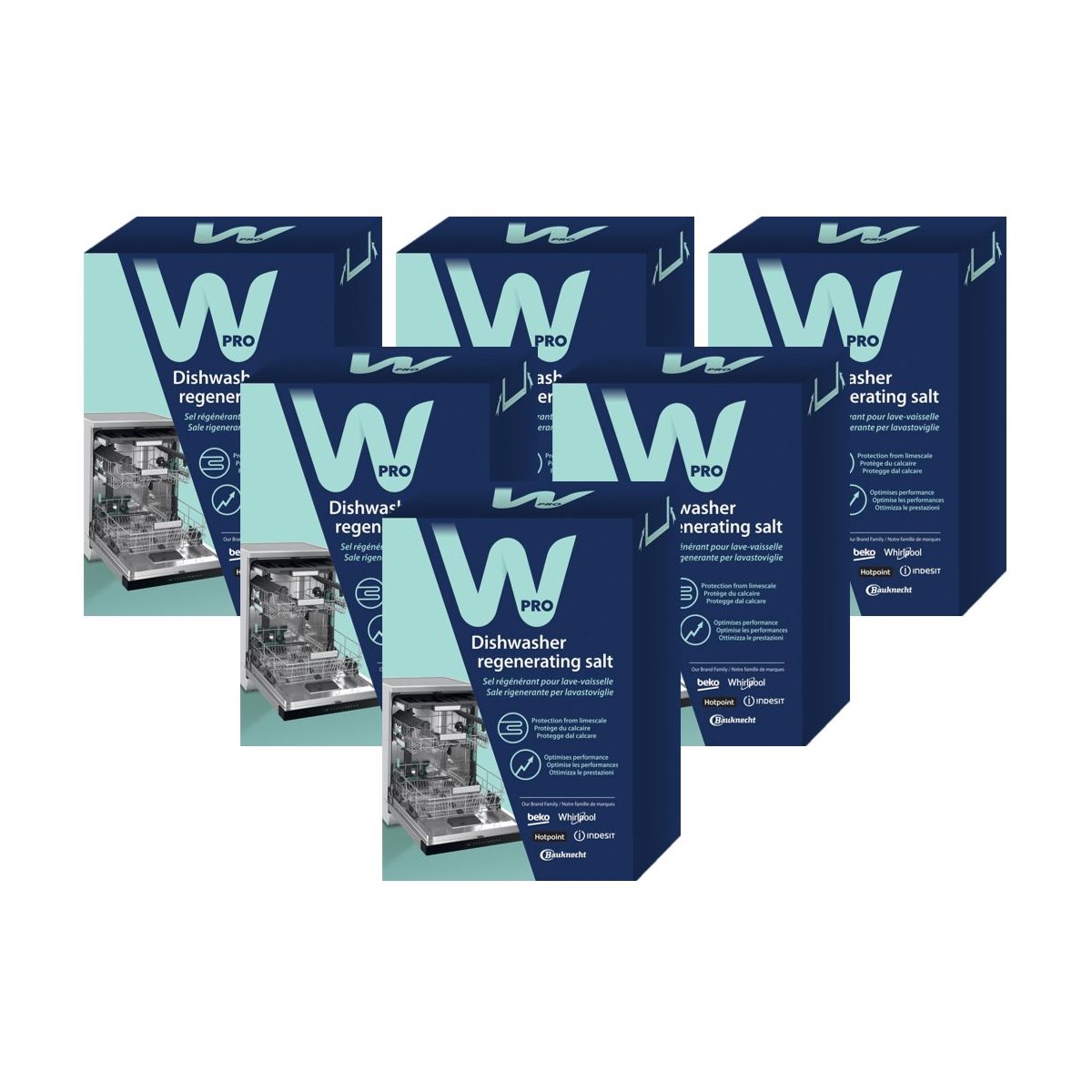 Case of 6 x W Pro Dishwasher Regenerating Salt 1kg