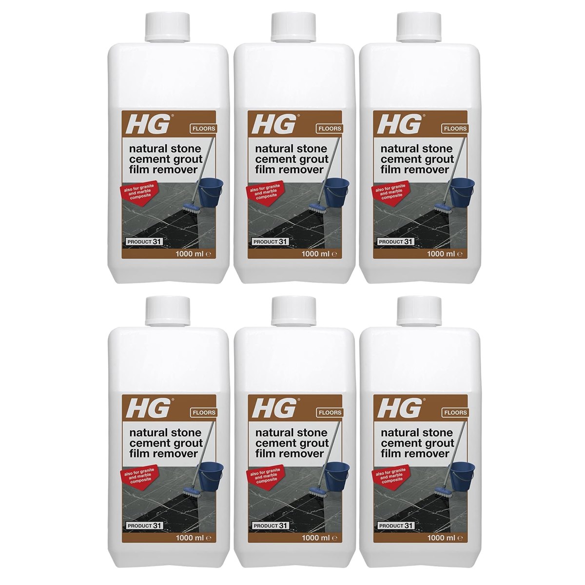 Case of 6 x HG Natural Stone Cement Grout Film Remover (Product 31) 1 Litre