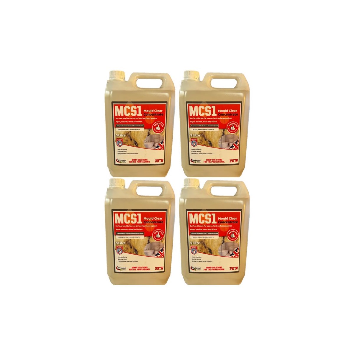 4 x Wykamol MCS1 No More Mould Solution Concentrate 5 Litre