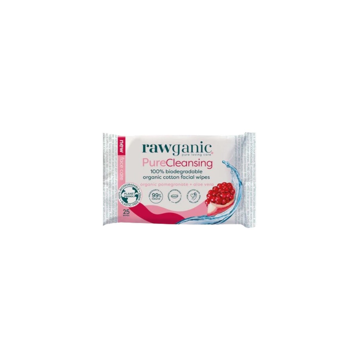 Rawganic Pure Cleansing Biodegradable Wipes 25pk