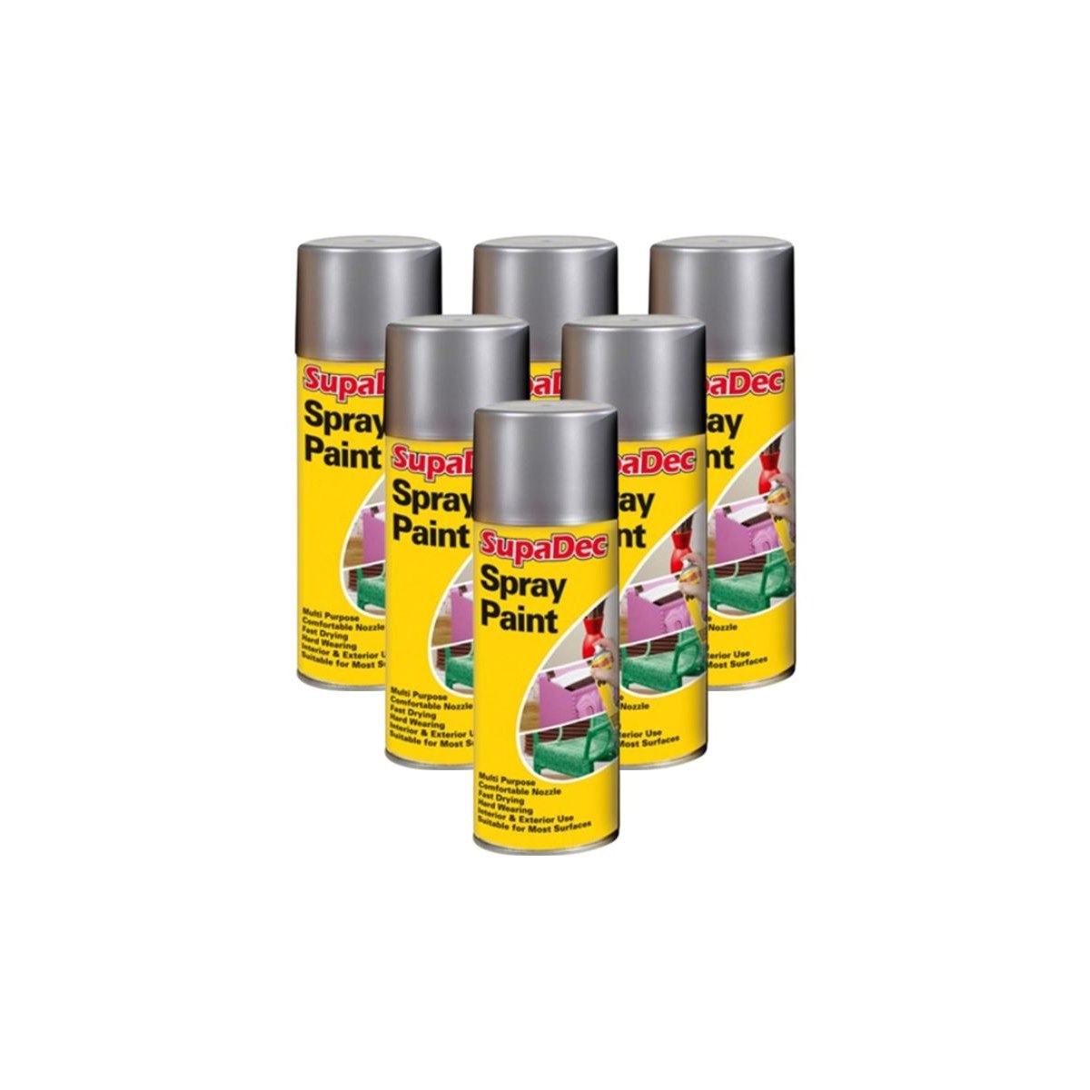 Case of 6 x SupaDec Spray SILVER 400ml