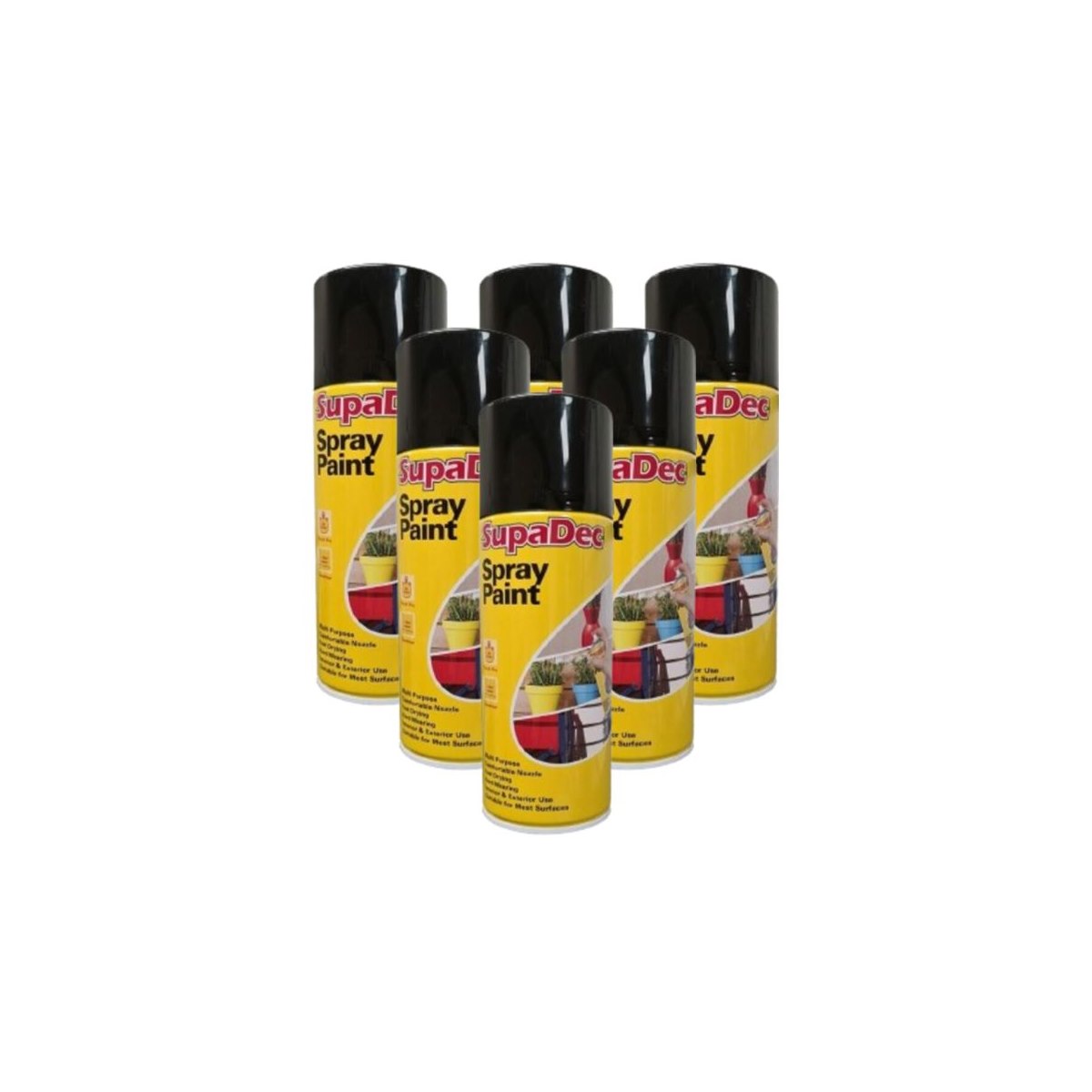 Case of 6 x SupaDec Spray Paint Matt Black 400ml